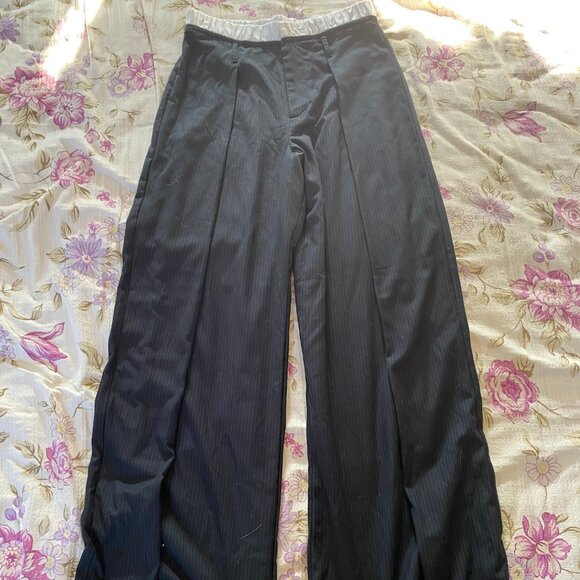 Zara Wide Leg Baggy Pinstripe Trousers - Picture 4 of 5